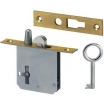 Einsteck-Hakenriegelschloß 2212 D20 DL Dreizuhaltungsschließung mit 1 Schlüssel Messing-Stulp kantig